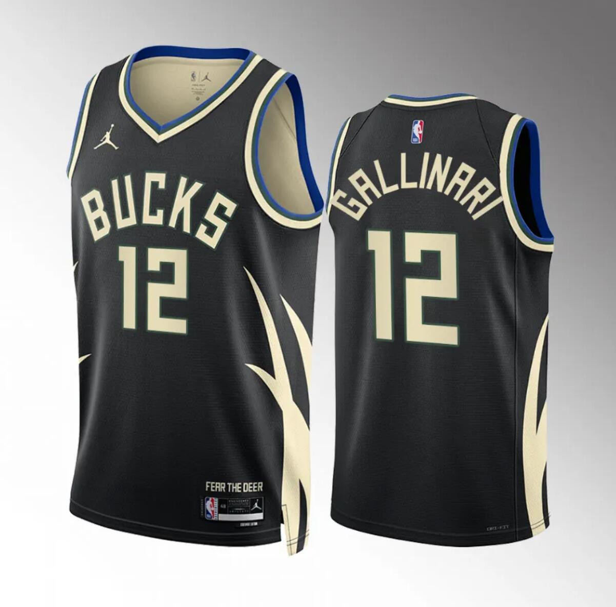 Men's Milwaukee Bucks #12 Danilo Gallinari Black Black Statement Edition Stitched Basketball Jersey
