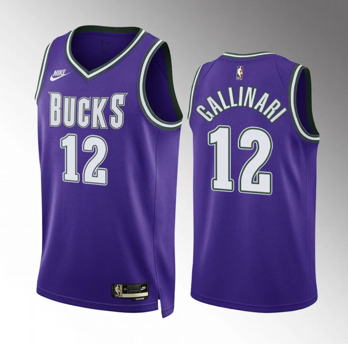 Men's Milwaukee Bucks #12 Danilo Gallinari Purple Classic Edition Stitched Basketball Jersey