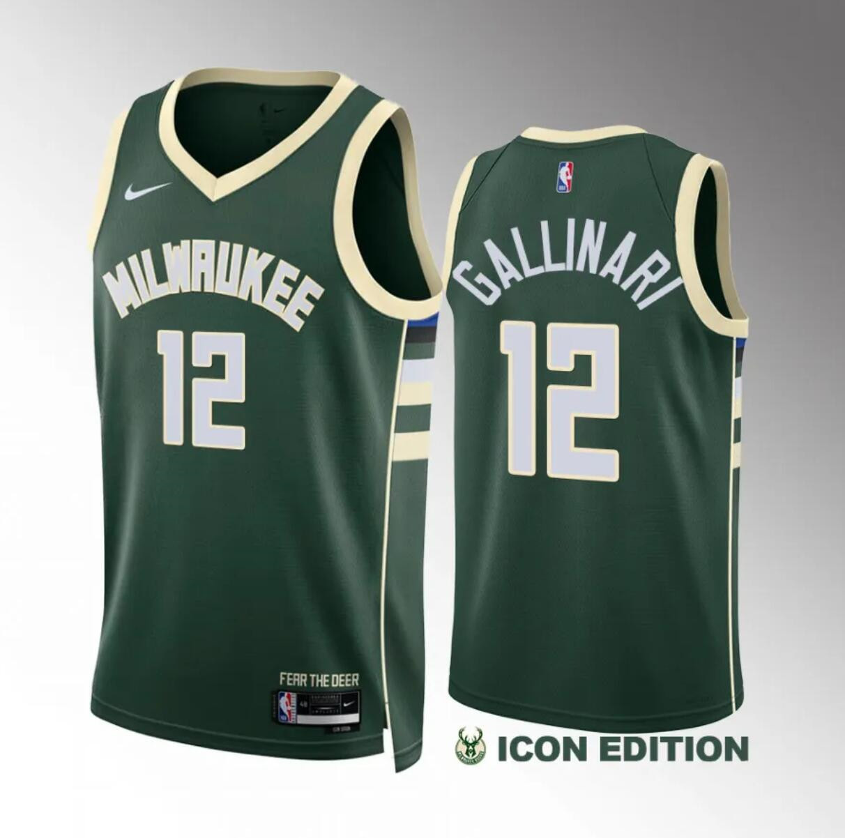 Men's Milwaukee Bucks #12 Danilo Gallinari Green Icon Edition Stitched Basketball Jersey