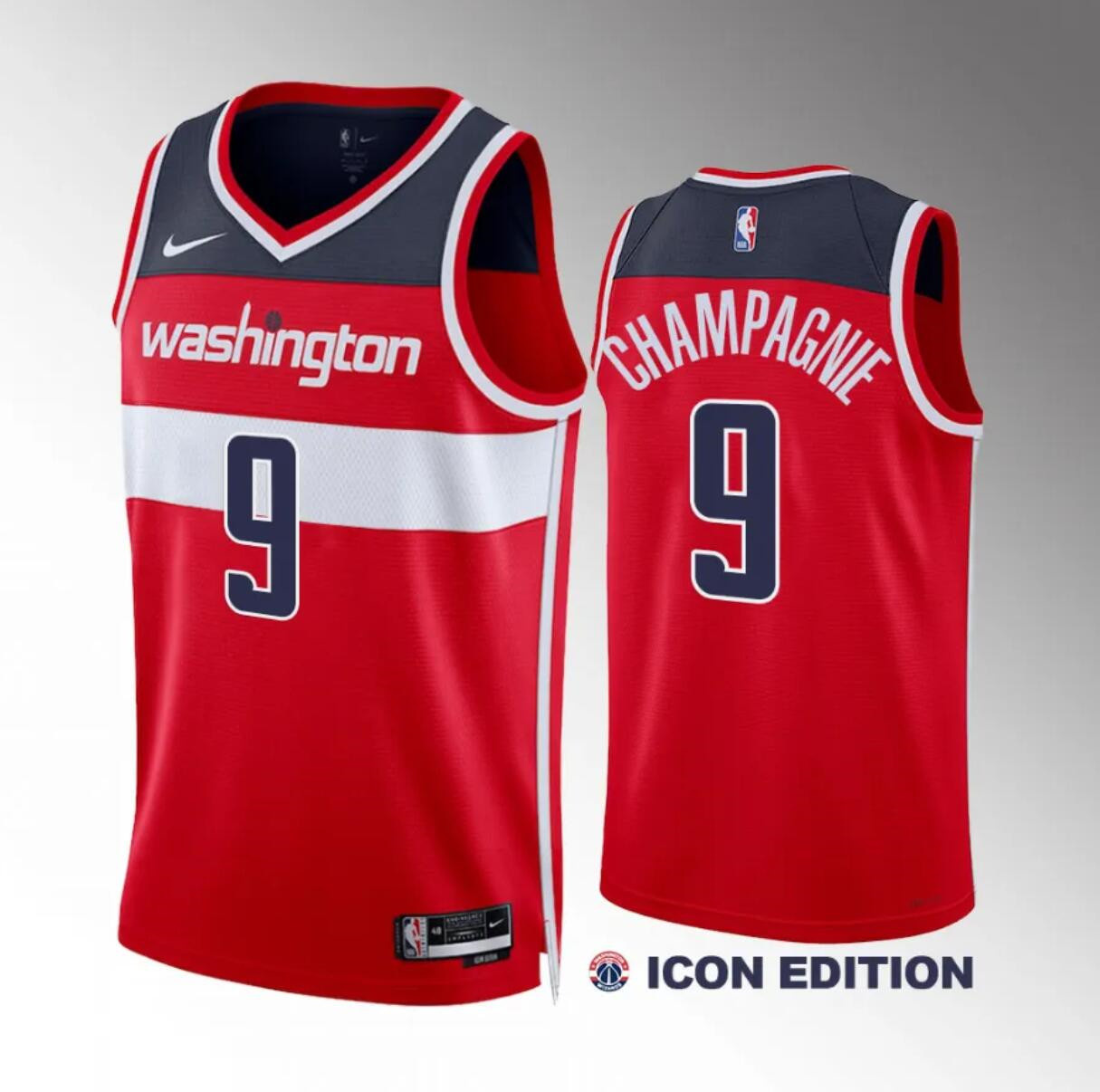 Men's Washington Wizards #9 Justin Champagnie Red Icon Edition Stitched Basketball Jersey