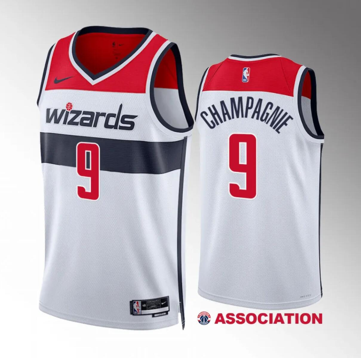Men's Washington Wizards #9 Justin Champagnie White Association Edition Stitched Basketball Jersey