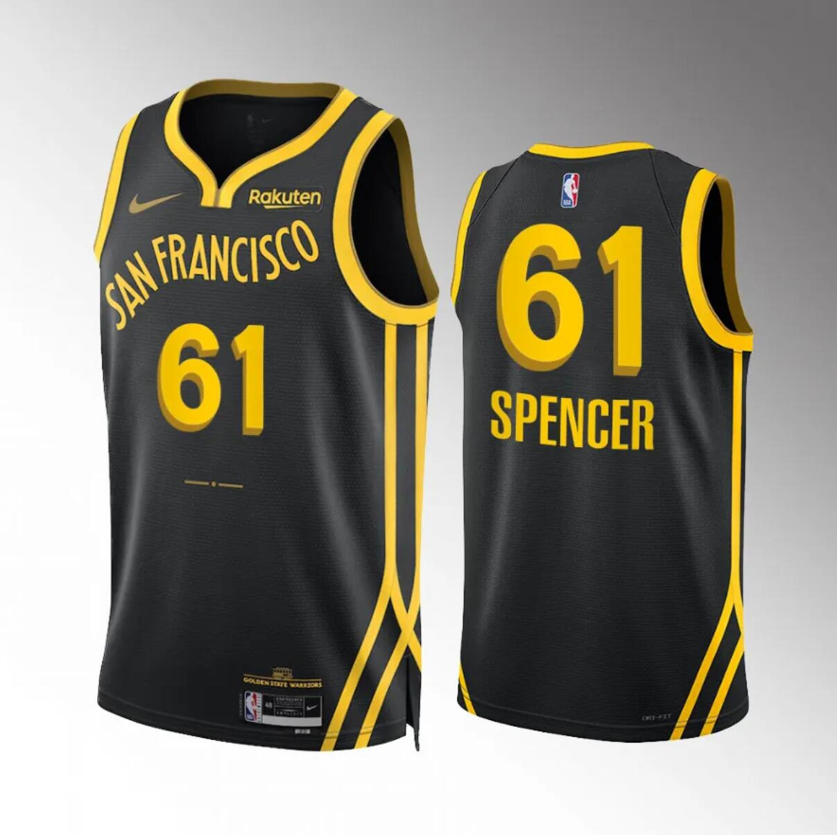 Men's Golden State Warriors #61 Pat Spencer Black 2023/24 City Edition Stitched Basketball Jersey