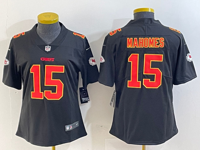 Youth Kansas City Chiefs #15 Patrick Mahomes Black Vapor Untouchable Limited Stitched Jersey