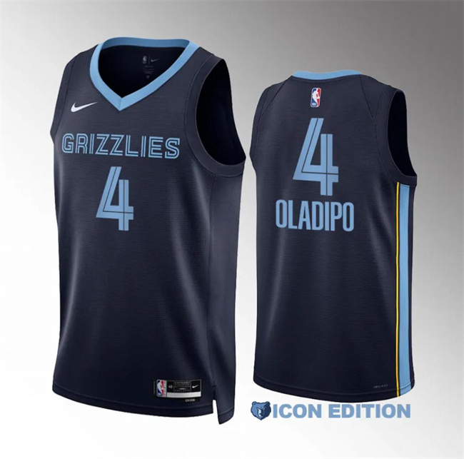 Men's Memphis Grizzlies #4 Victor Oladipo Navy Icon Edition Stitched Jersey