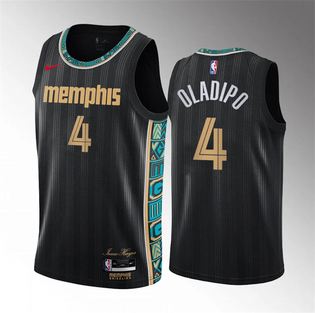 Men's Memphis Grizzlies #4 Victor Oladipo Black 2020/21 City Edition Stitched Jersey