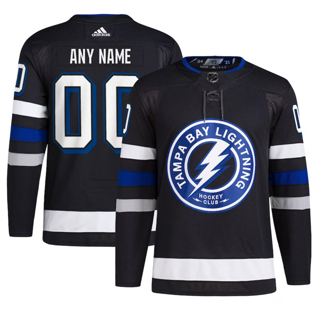 Men's Tampa Bay Lightning Custom Black Alternate Premier Breakaway Stitched Jersey