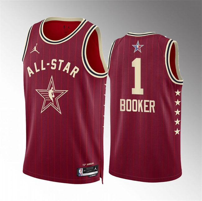 Men's 2024 All-Star #1 Devin Booker Crimson Stitched Basketball Jersey