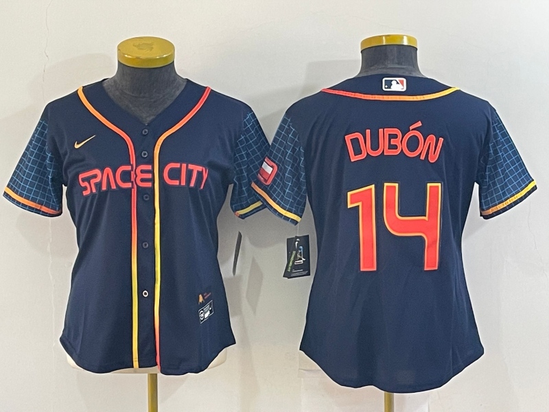 Women's Houston Astros #14 Mauricio Dubón 2022 Navy City Connect Stitched Jersey(Run Small)