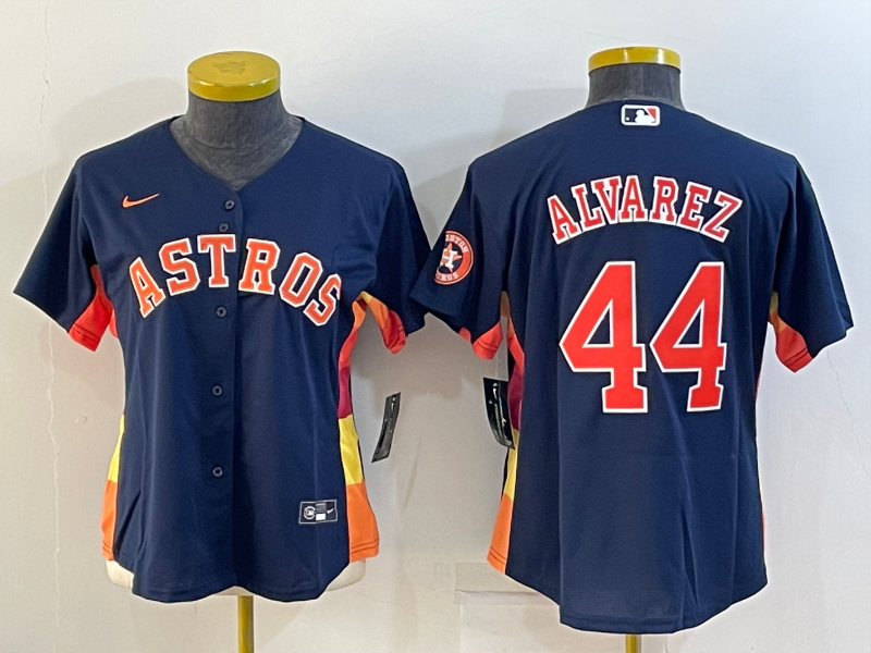 Women's Houston Astros #44 Yordan Alvarez Navy With Patch Cool Base Stitched Baseball Jersey(Run Small)