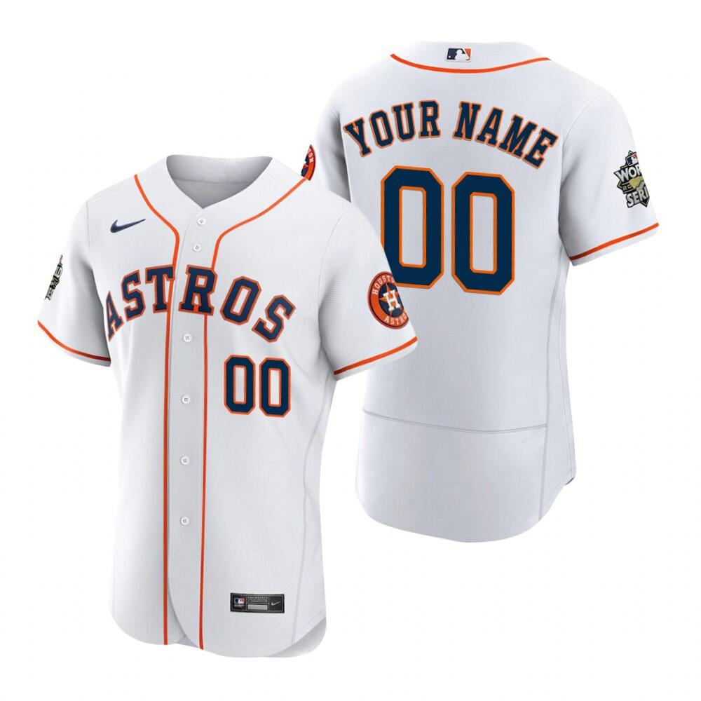 Men's Houston Astros Customized White 2022 World Series Flex Base Stitched Baseball Jersey