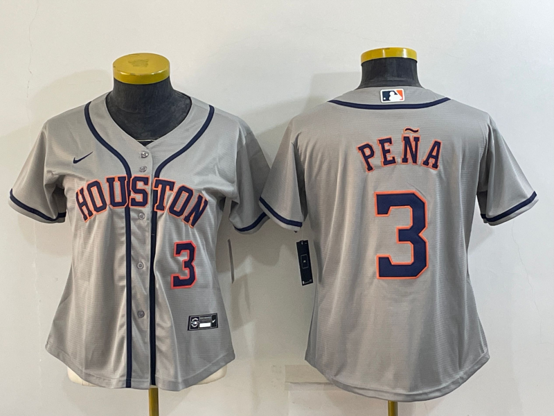 Women's Houston Astros #3 Jeremy Peña Gray Cool Base Stitched Baseball Jersey(Run Small)