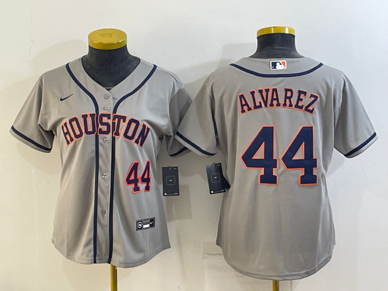 Women's Houston Astros #44 Yordan Alvarez Gray Cool Base Stitched Baseball Jersey(Run Small)