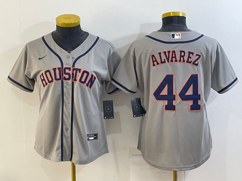 Women's Houston Astros #44 Yordan Alvarez Gray Cool Base Stitched Baseball Jersey(Run Small)
