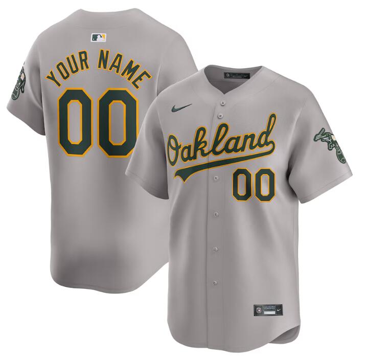 Men's Oakland Athletics Customized Grey Away Limited Stitched Jersey