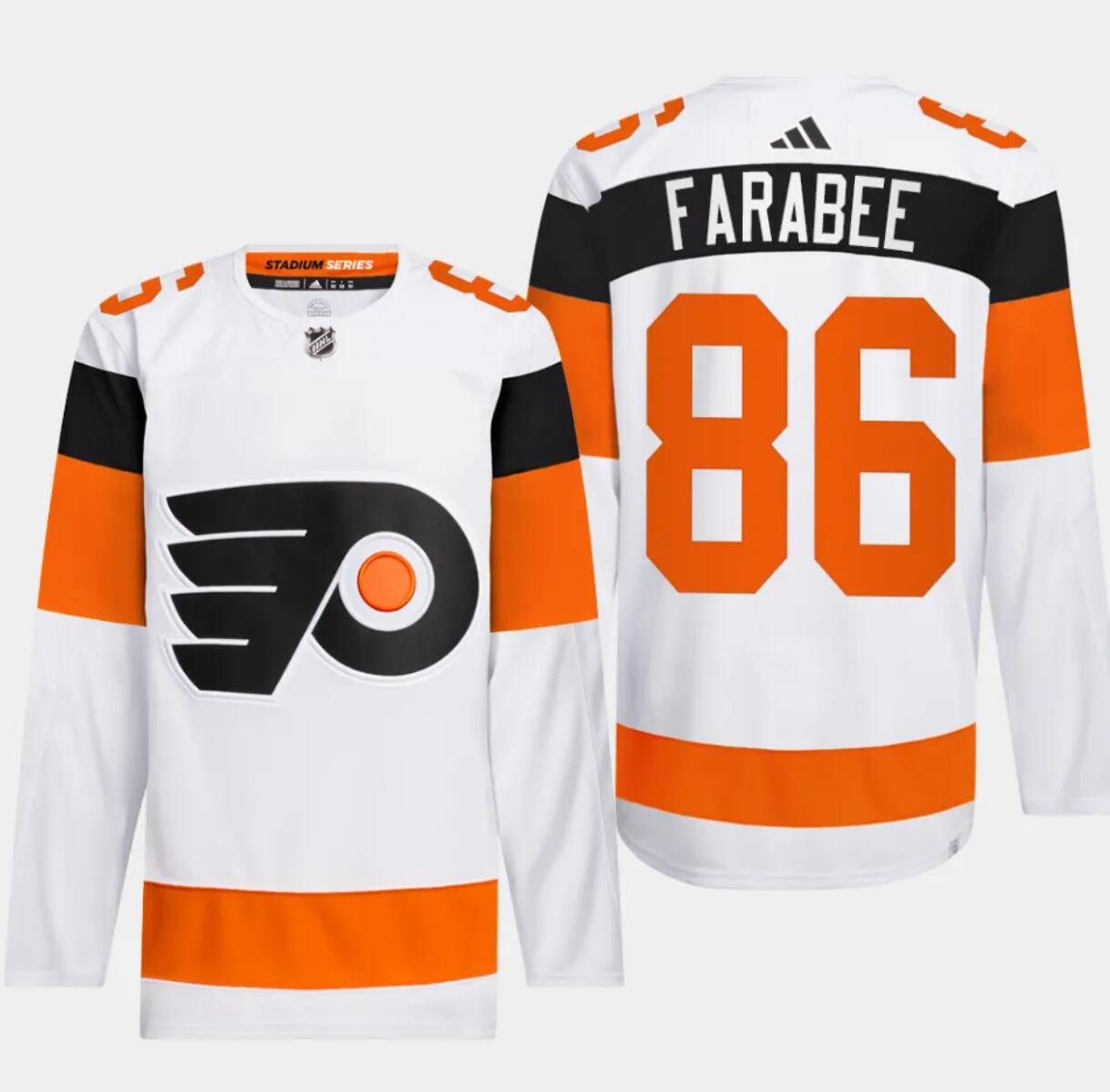 Men's Philadelphia Flyers #86 Joel Farabee White 2024 Stadium Series Stitched Jersey