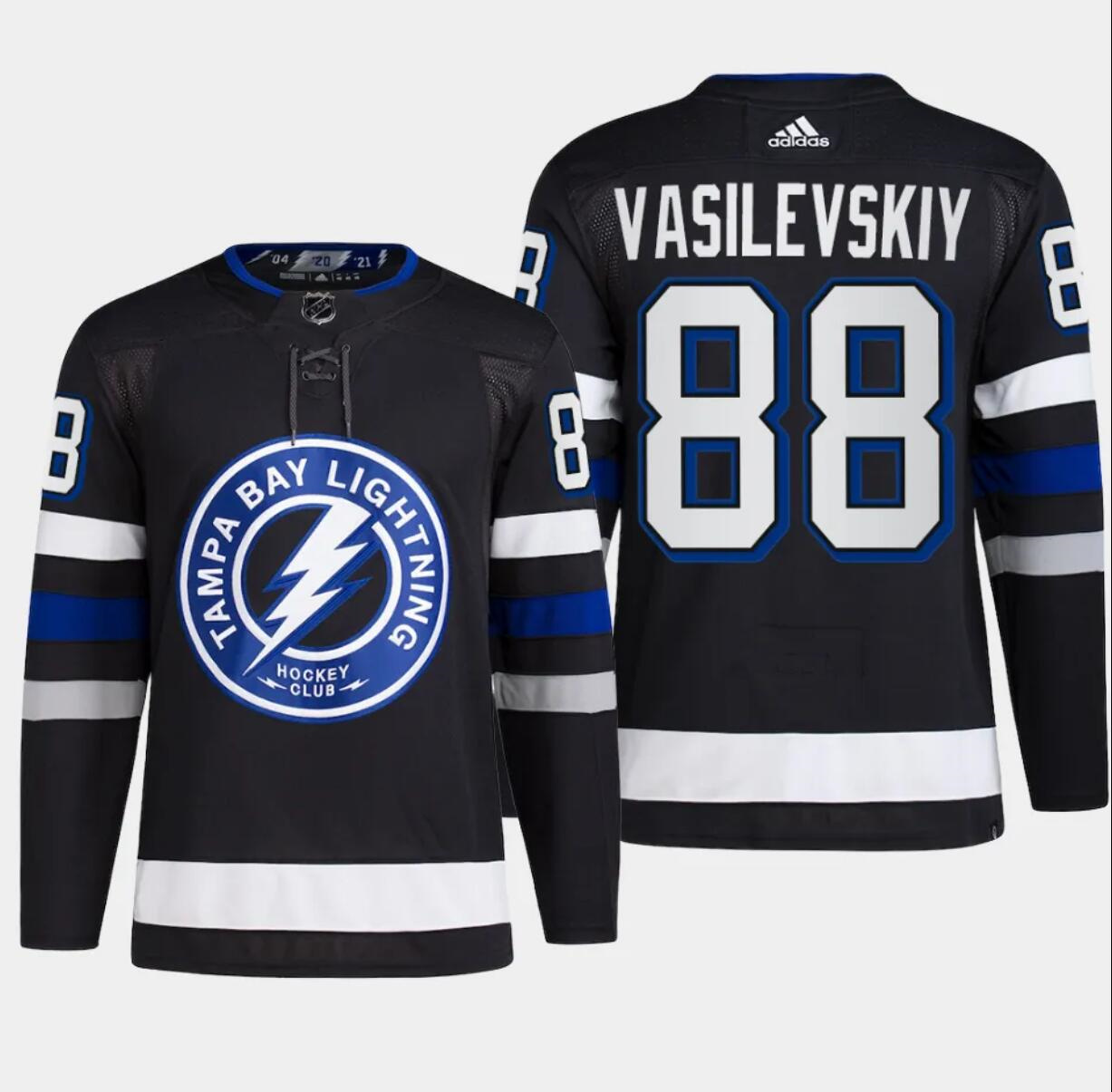 Men's Tampa Bay Lightning #88 Andrei Vasilevskiy Black Alternate Premier Breakaway Stitched Jersey