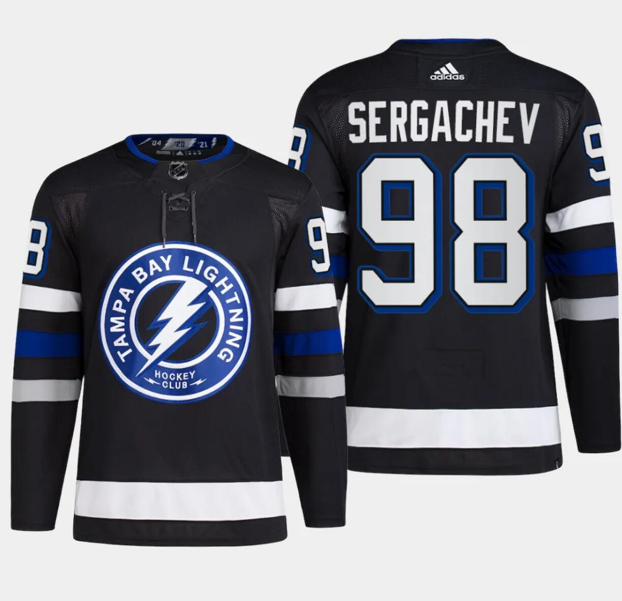 Men's Tampa Bay Lightning #98 Mikhail Sergachev Black Alternate Premier Breakaway Stitched Jersey