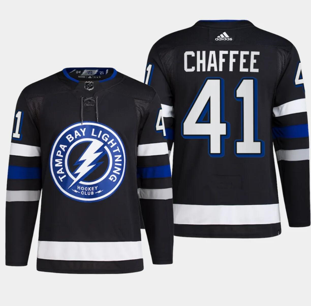 Men's Tampa Bay Lightning #41 Mitchell Chaffee Black Alternate Premier Breakaway Stitched Jersey