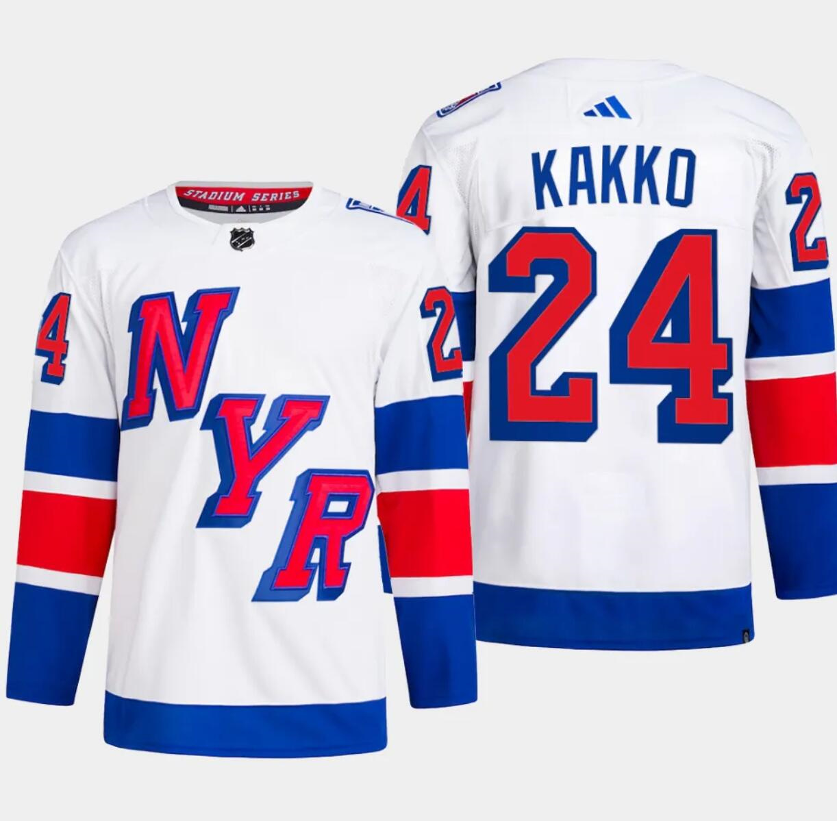 Men's New York Rangers #24 Kaapo Kakko White 2024 Stadium Series Stitched Jersey