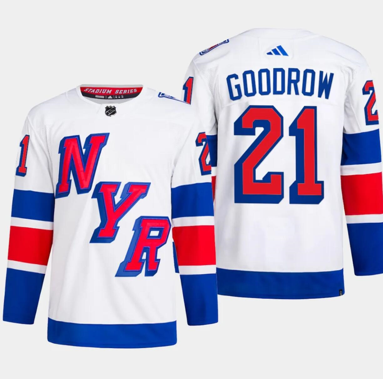Men's New York Rangers #21 Barclay Goodrow White 2024 Stadium Series Stitched Jersey