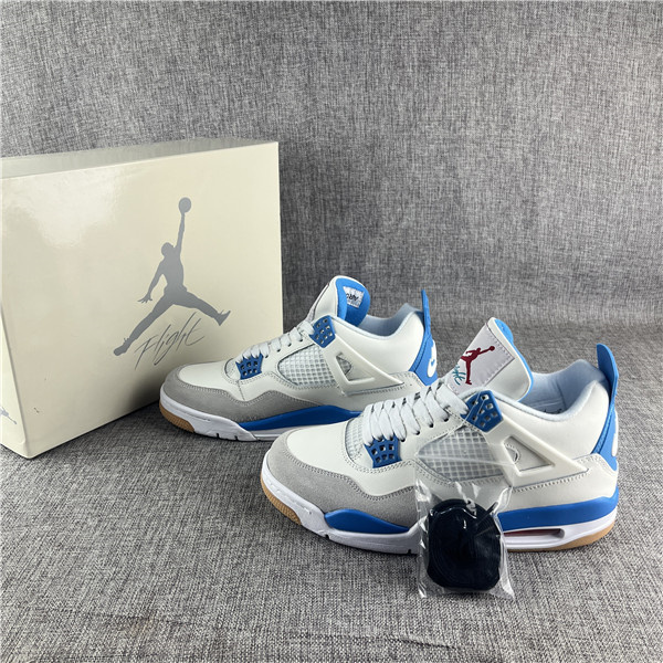 Men's Running weapon Air Jordan 4 White/Blue Shoes 0158