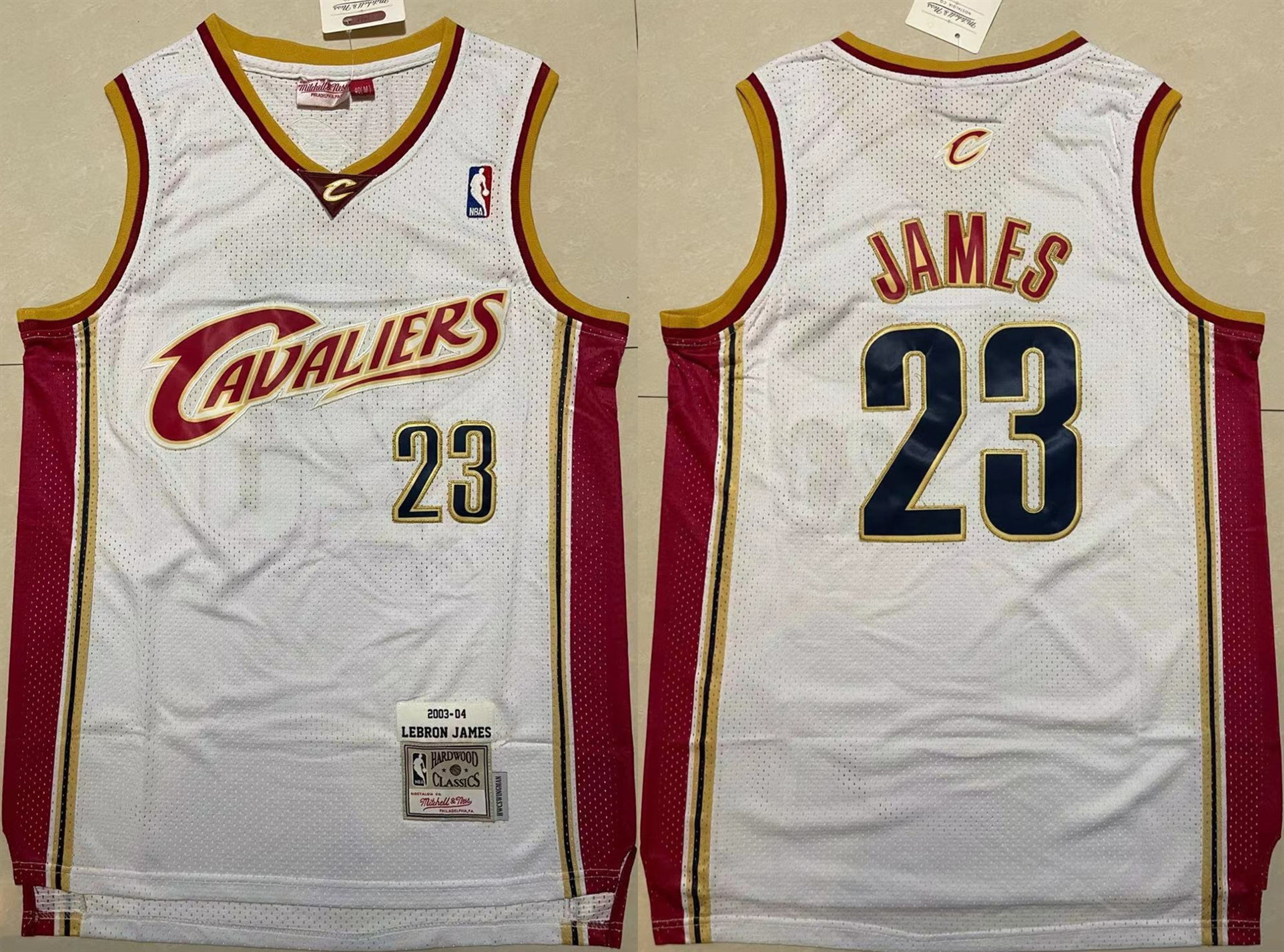 Men's Cleveland Cavaliers #23 LeBron James White Throwback Stitched Jersey