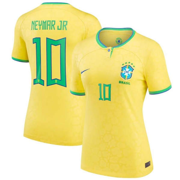 Women's Brazil #10 Neymar Jr. Yellow 2022/23 Home Soccer Jersey