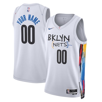 Men's Brooklyn Nets Active Player Custom 2022/23 White City Edition Stitched Basketball Jersey