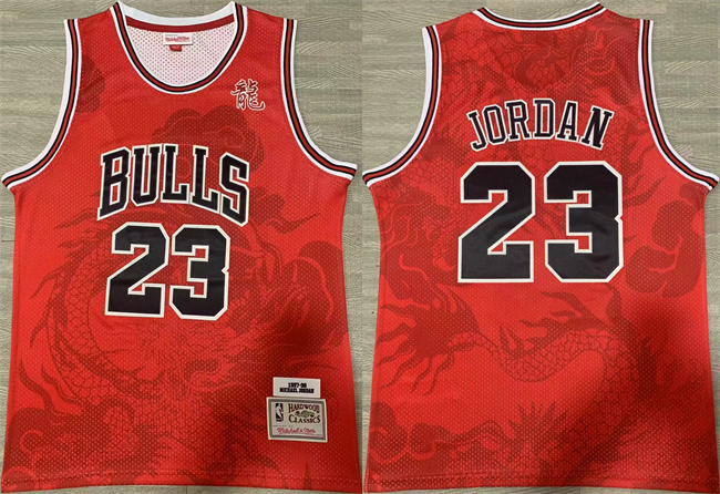 Men's Chicago Bulls #23 Michael Jordan Red 1997-98 Throwback Stitched Basketball Jersey
