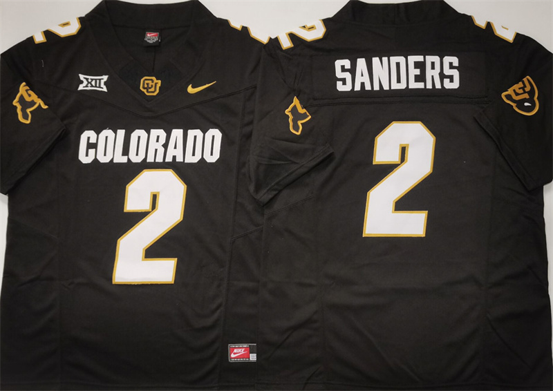 Men's Colorado Buffaloes Active Player Custom Black 2024 With Big 12 XII Patch 2024 F.U.S.E Stitched Football Jersey