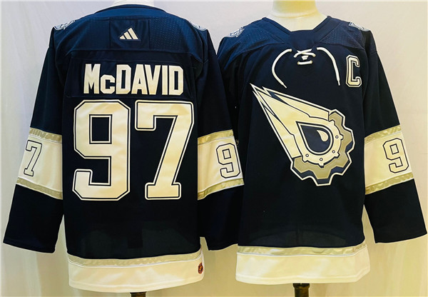 Men's Edmonton Oilers #97 Connor McDavid Navy/White Stitched Jersey