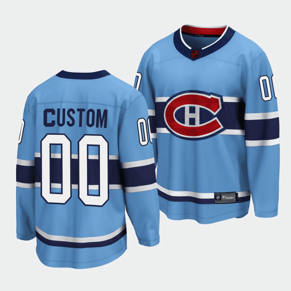 Men's Montreal Canadiens Custom Blue 2022 Reverse Retro Stitched Jersey