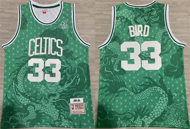 Men's Boston Celtics #33 Larry Bird Green 1995-96 Throwback Stitched Jersey