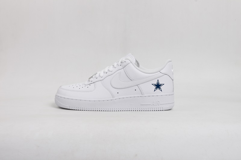 Men's Dallas Cowboys Air Force 1 Low White Shoes 001
