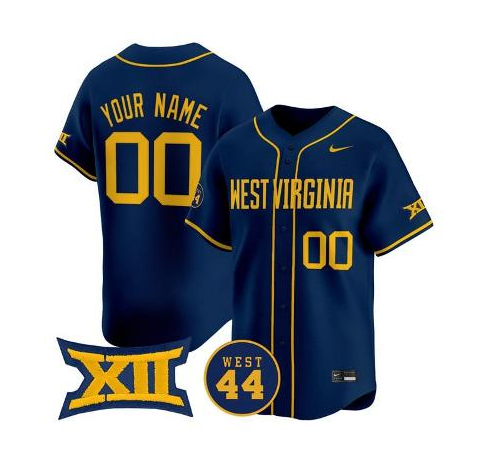 Men's West Virginia Mountaineers Custom Navy Vapor baseball Jersey