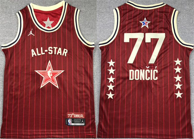 Youth Dallas Mavericks #77 Luka Doncic Red All-star Stitched Basketball Jersey