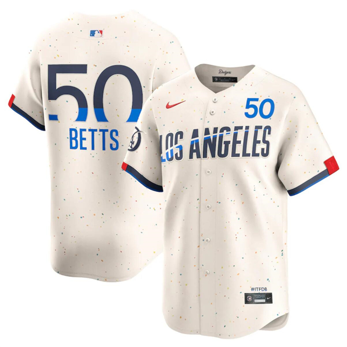 Youth Los Angeles Dodgers #50 Mookie Betts Cream 2024 City Connect Limited Stitched Baseball Jersey