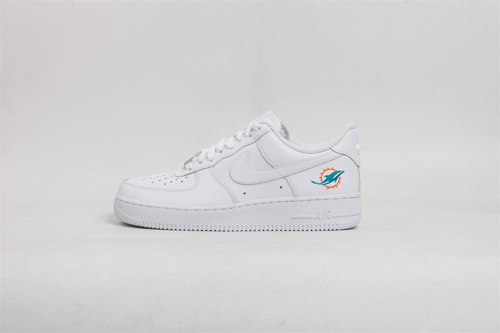 Men's Miami Dolphins Air Force 1 Low White Shoes 001