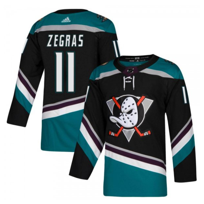 Men's Anaheim Ducks #11 Trevor Zegras Black Stitched Jersey