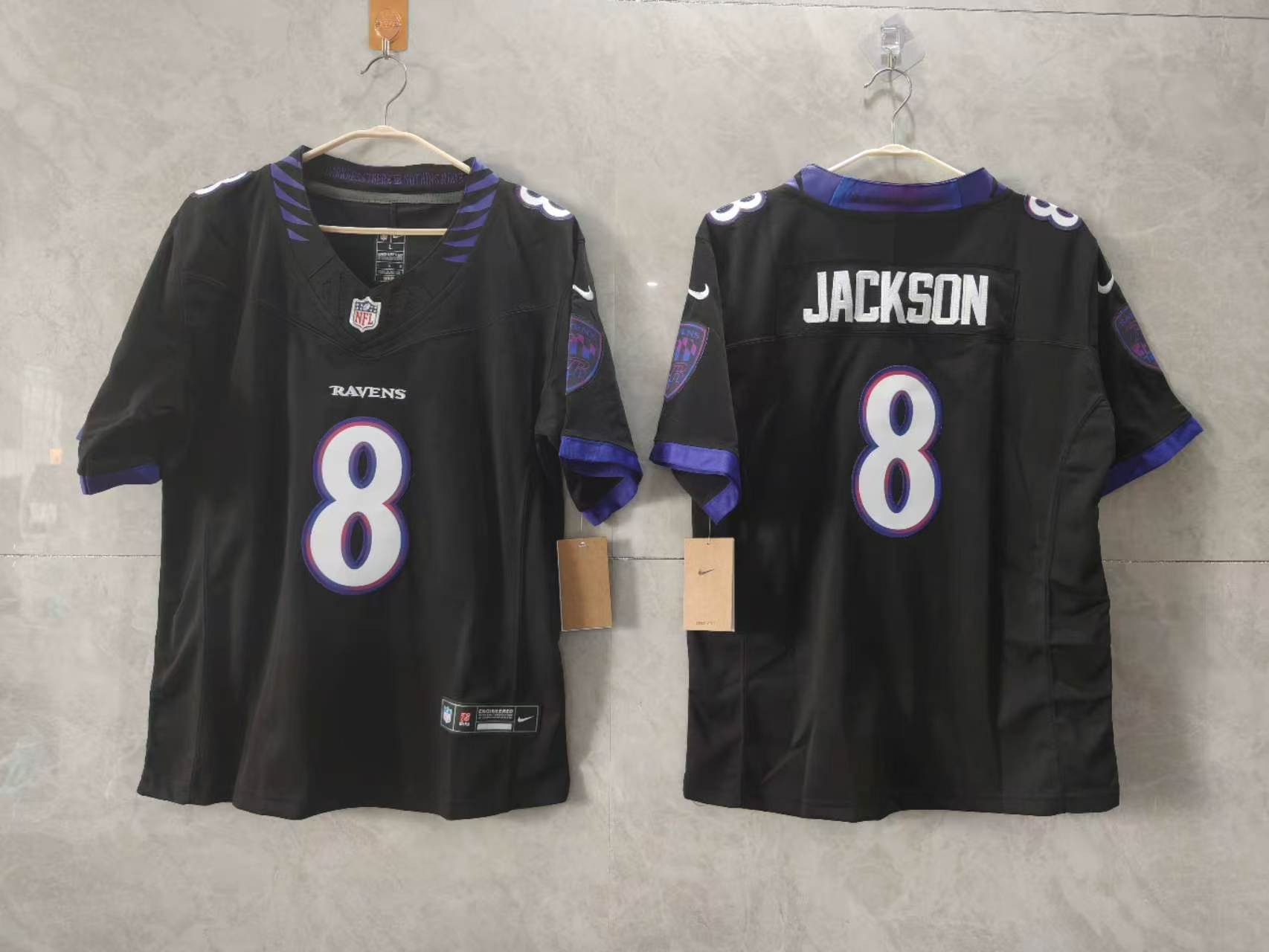 Women's Baltimore Ravens #8 Lamar Jackson Black F.U.S.E. Vapor Football Jersey(Run Small)