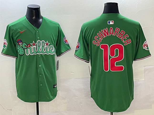 Women's Philadelphia Phillies #12 Kyle Schwarber Green Phanatic Limited Stitched Jersey(Run Small)