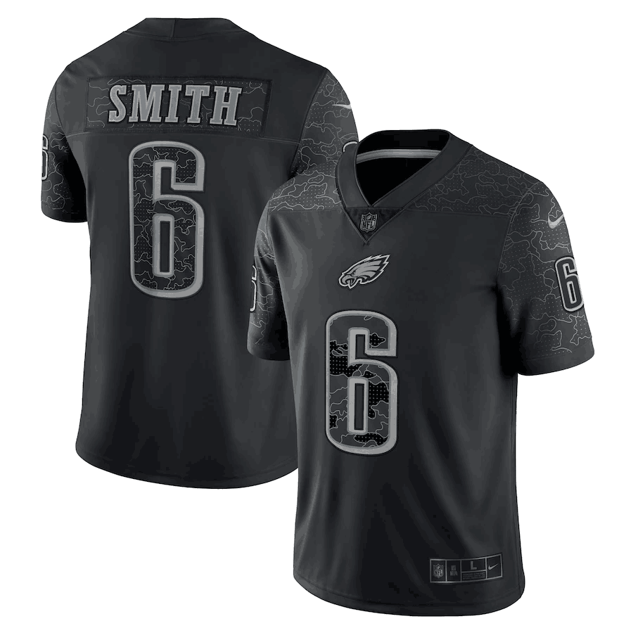Men's Philadelphia Eagles #6 DeVonta Smith Black Reflective Limited Stitched Jersey