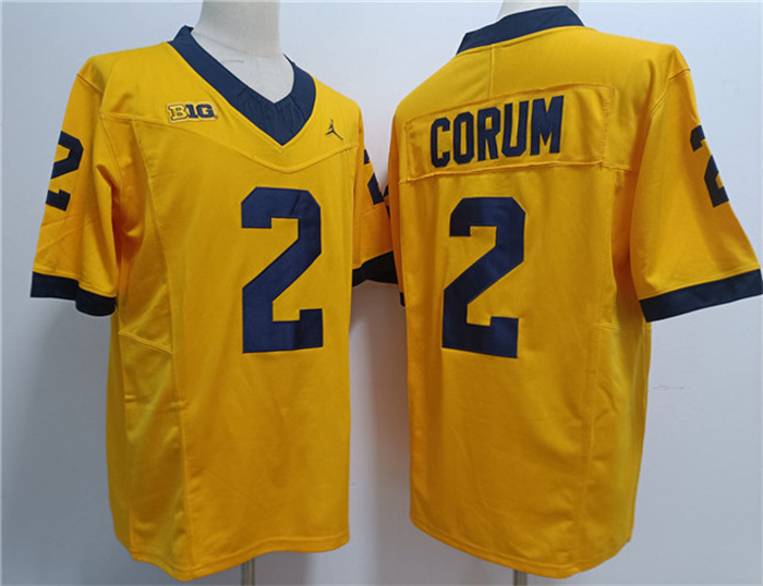 Men's Michigan Wolverines #2 Blake Corum Yellow Stitched Jersey