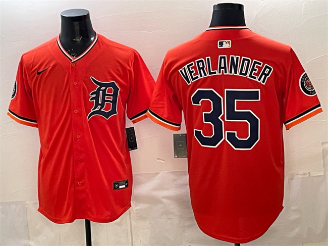 MMen's Detroit Tigers #35 Justin Verlander Orange 2026 Alternate Vapor Premier Limited Stitched Baseball Jersey MMen's Detroit Tigers #35 Justin Verlander Orange 2026 Alternate Vapor Premier Limited Stitched Baseball Jersey