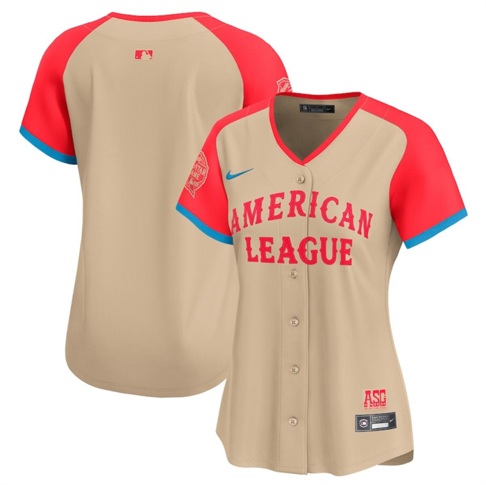 Women's American League Blank Cream 2024 All-Star Limited Stitched Baseball Jersey(Run Small)