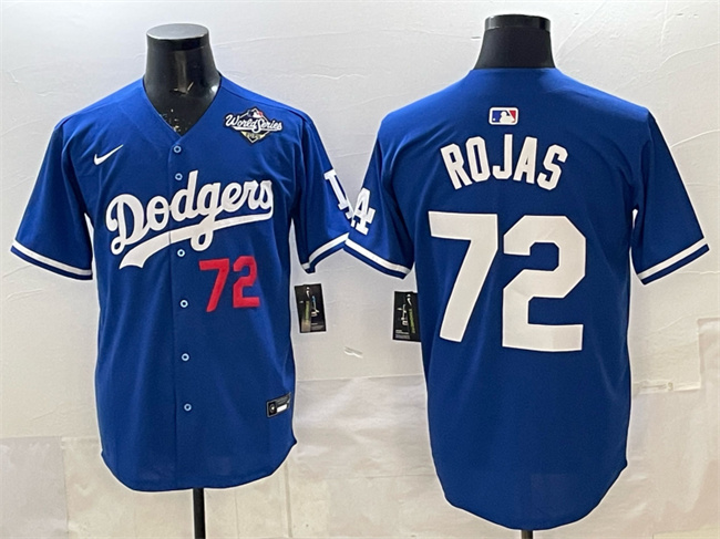 Men's Los Angeles Dodgers #72 Miguel Rojas Royal 2025 World Series Patch Limited Stitched Baseball Jersey Men's Los Angeles Dodgers #72 Miguel Rojas Royal 2025 World Series Patch Limited Stitched Baseball Jersey