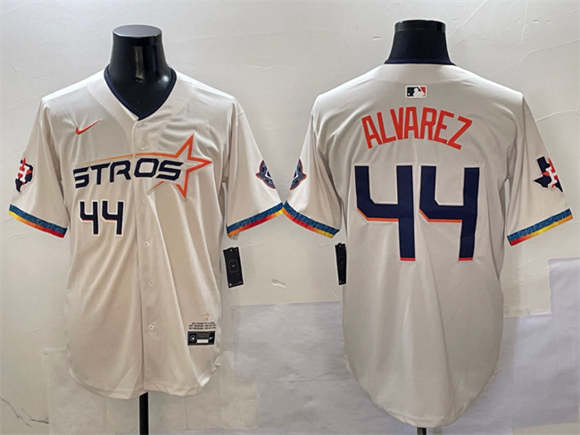 Men's Houston Astros #44 Yordan Alvarez Cream 2025 City Connect With Texas Patch Limited Stitched Baseball Jersey Men's Houston Astros #44 Yordan Alvarez Cream 2025 City Connect With Texas Patch Limited Stitched Baseball Jersey