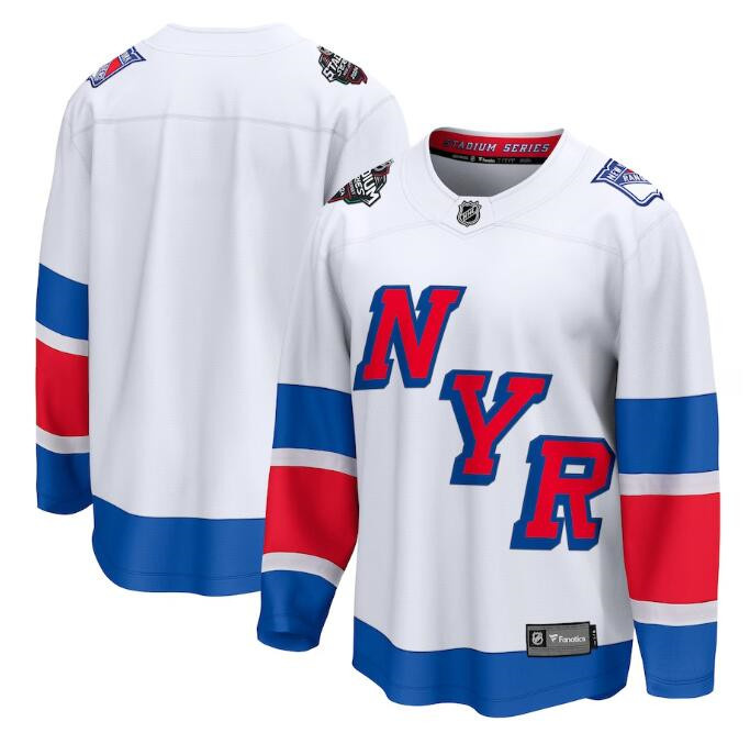Men's New York Rangers Custom White 2024 Stadium Series Breakaway Stitched Jersey