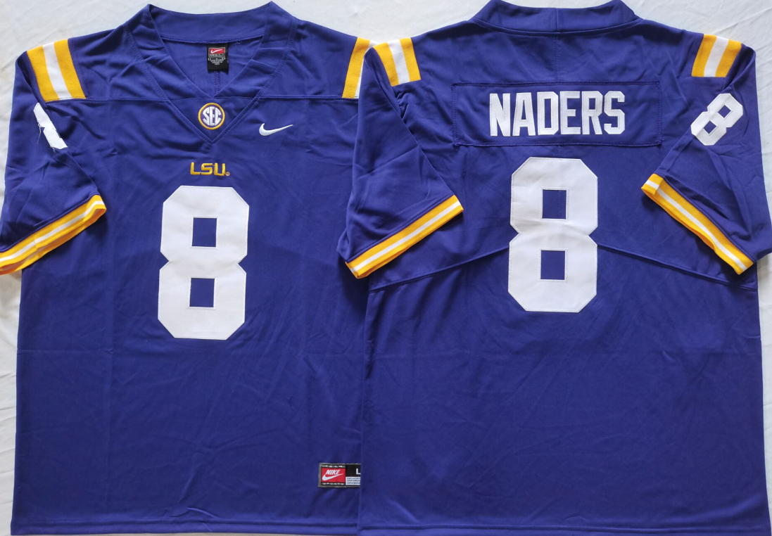 Men's LSU Tigers #8 Malik Nabers Purple Stitched Jersey