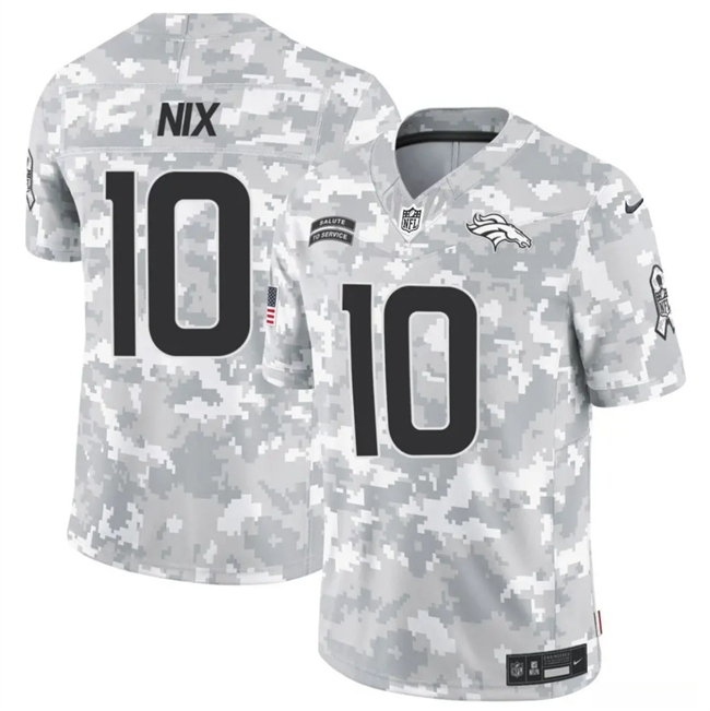 Youth Denver Broncos #10 Bo Nix 2024 F.U.S.E Arctic Camo Salute to Service Limited Stitched Football Jersey